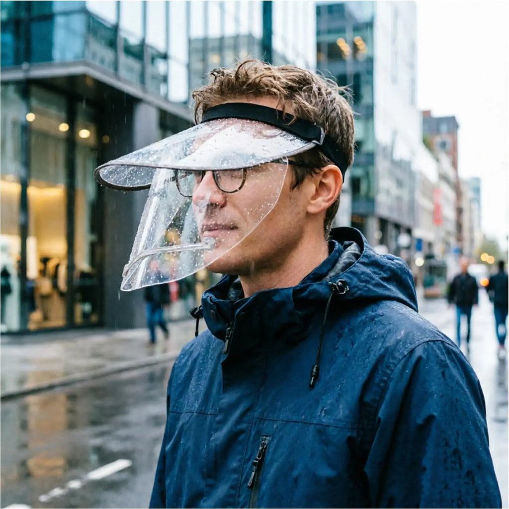 Double-Layer Rain Face Shield – Clear Wide Brim & Elastic Band