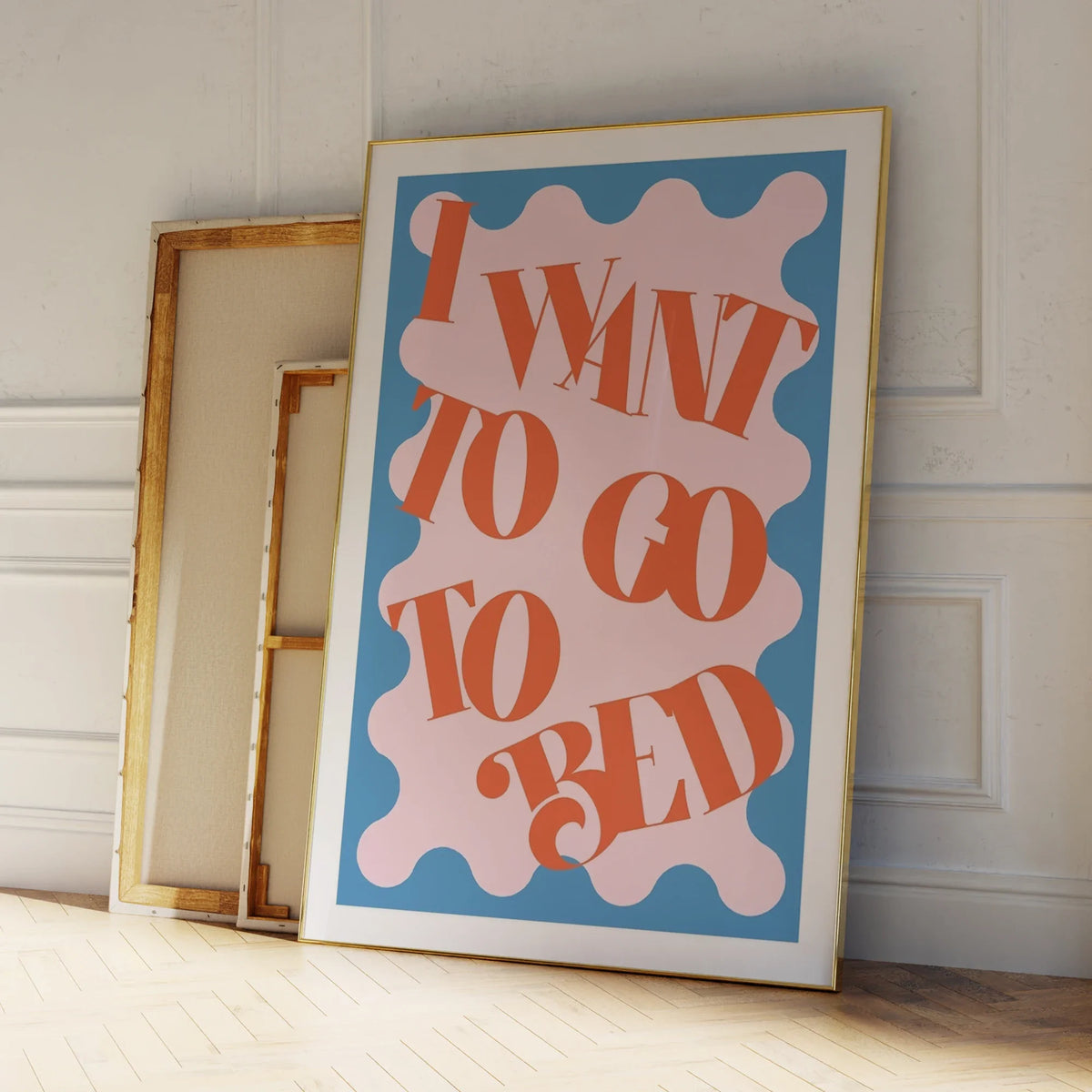 "I Want To Go To Bed" Funny Canvas Wall Art Print