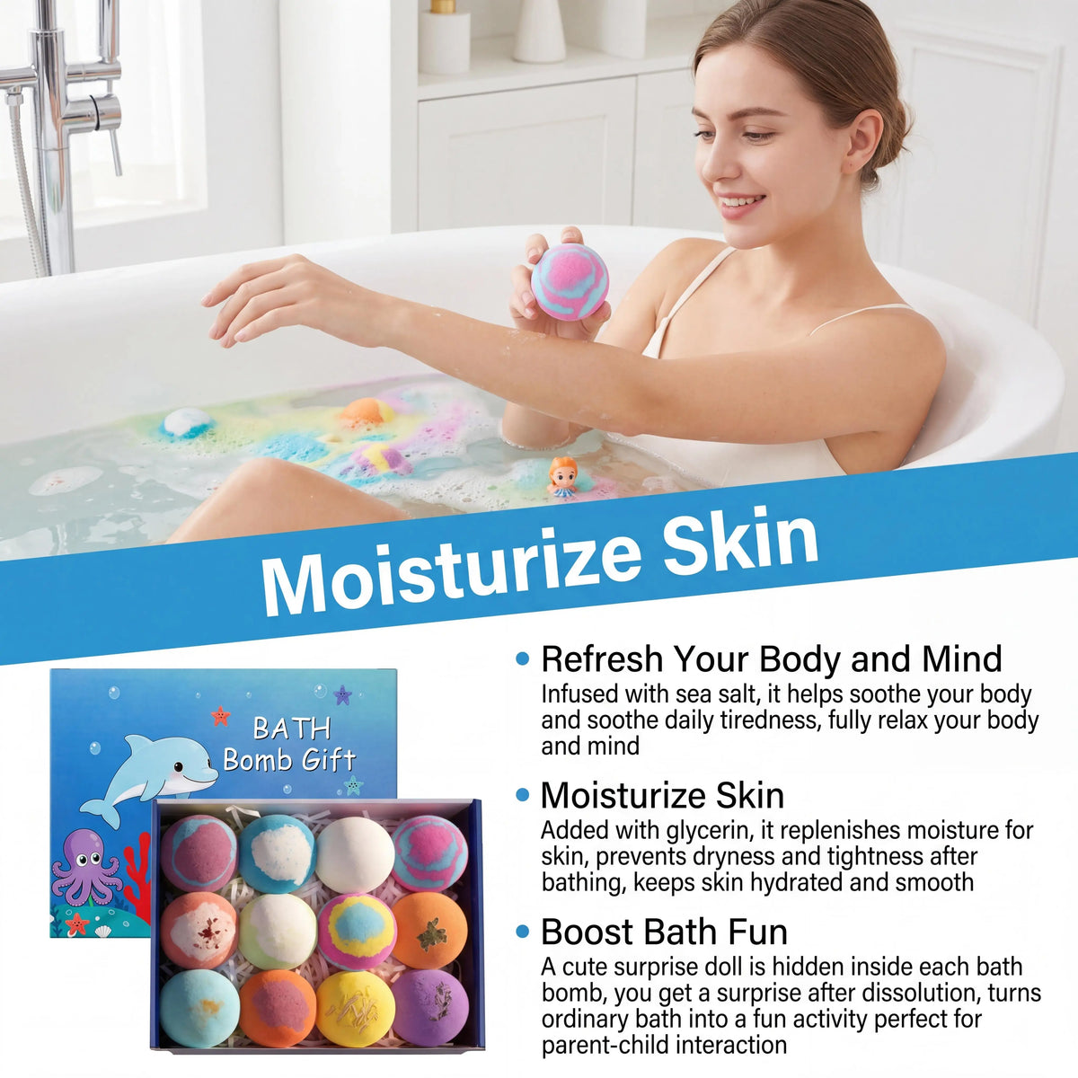 Kids Bath Bombs with Surprise Toys – 12-Pack Gift Set