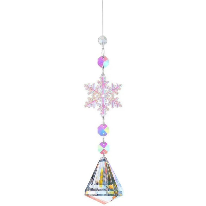 Creative Christmas Colorful Snowflake Pendant Acrylic Glass Rainbow