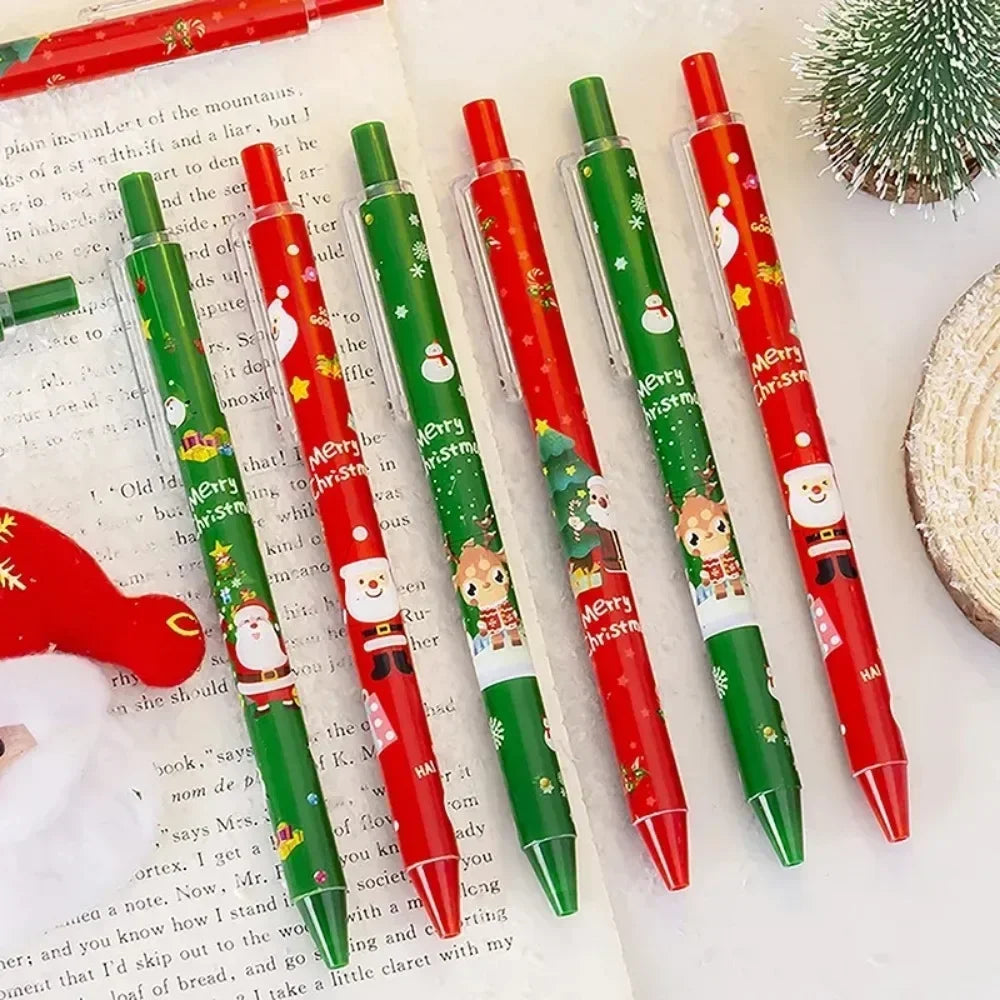 10-Pack Christmas Cartoon Gel Pens 0.5mm Black Ink | Press Pens