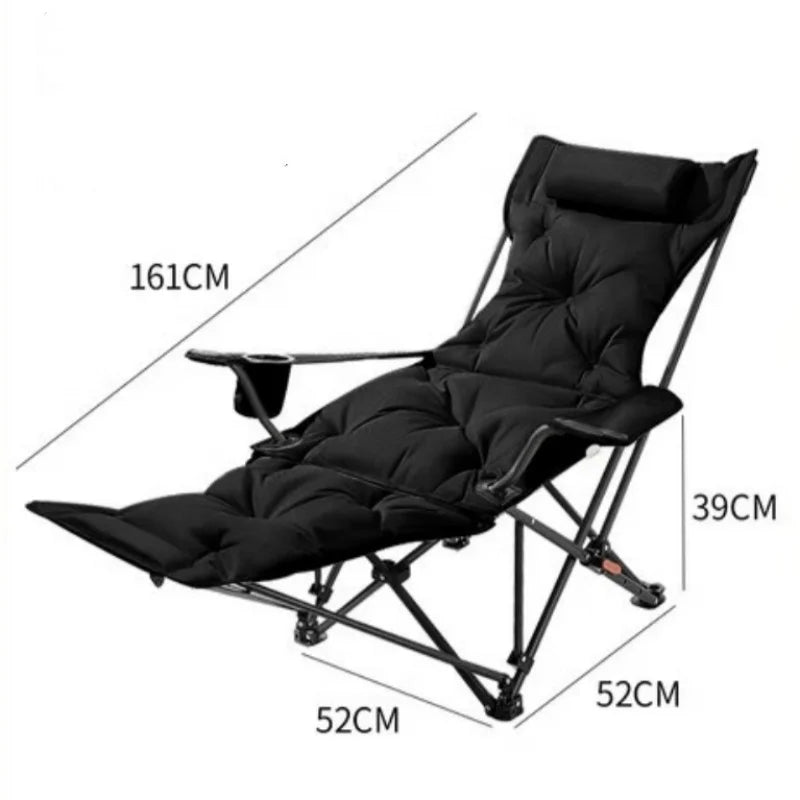 Folding Recliner Camping Chair – Adjustable Backrest & Cushion