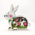 Easter Wooden Crafts Luminous Colorful Rabbit Lighting Ornaments Home