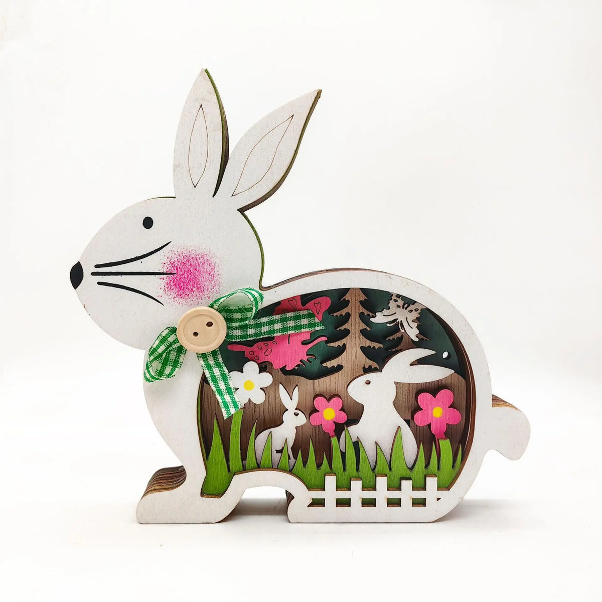 Easter Wooden Crafts Luminous Colorful Rabbit Lighting Ornaments Home