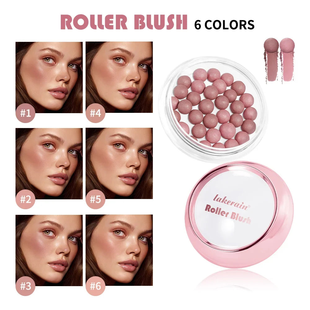 Spherical Roller Blush with Brush – Pearlescent Shimmer Finish