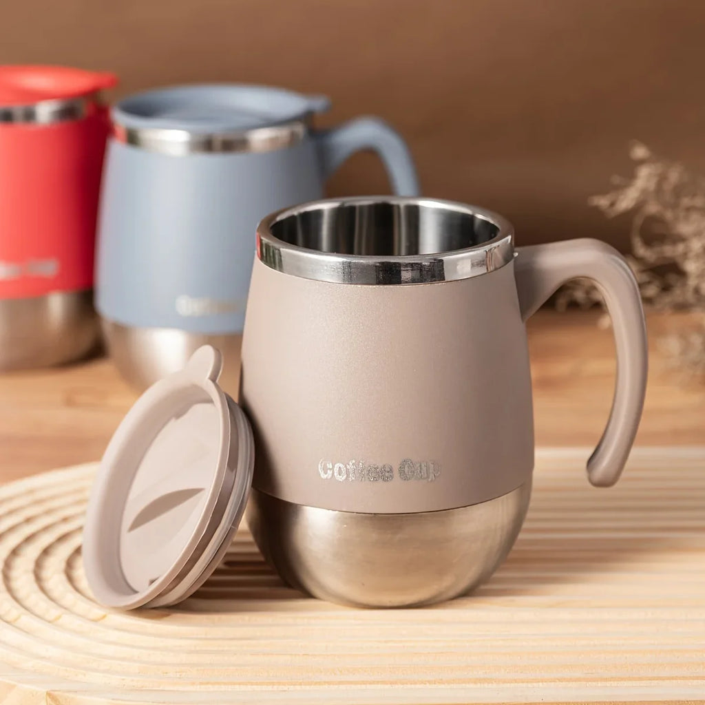 Stainless Steel Coffee Mug Lid Double Wall Insulated Travel Thermos