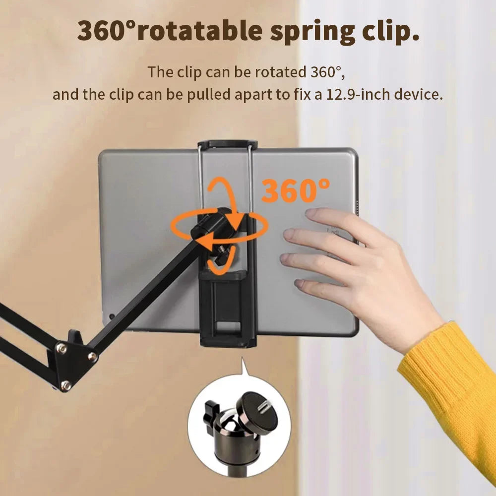 Tablet Holder for Bed – 90cm Metal Arm 360° Rotating Mount