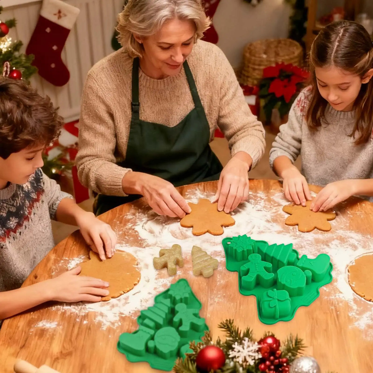 6-Cavity Christmas Tree & Santa Silicone Baking Mold