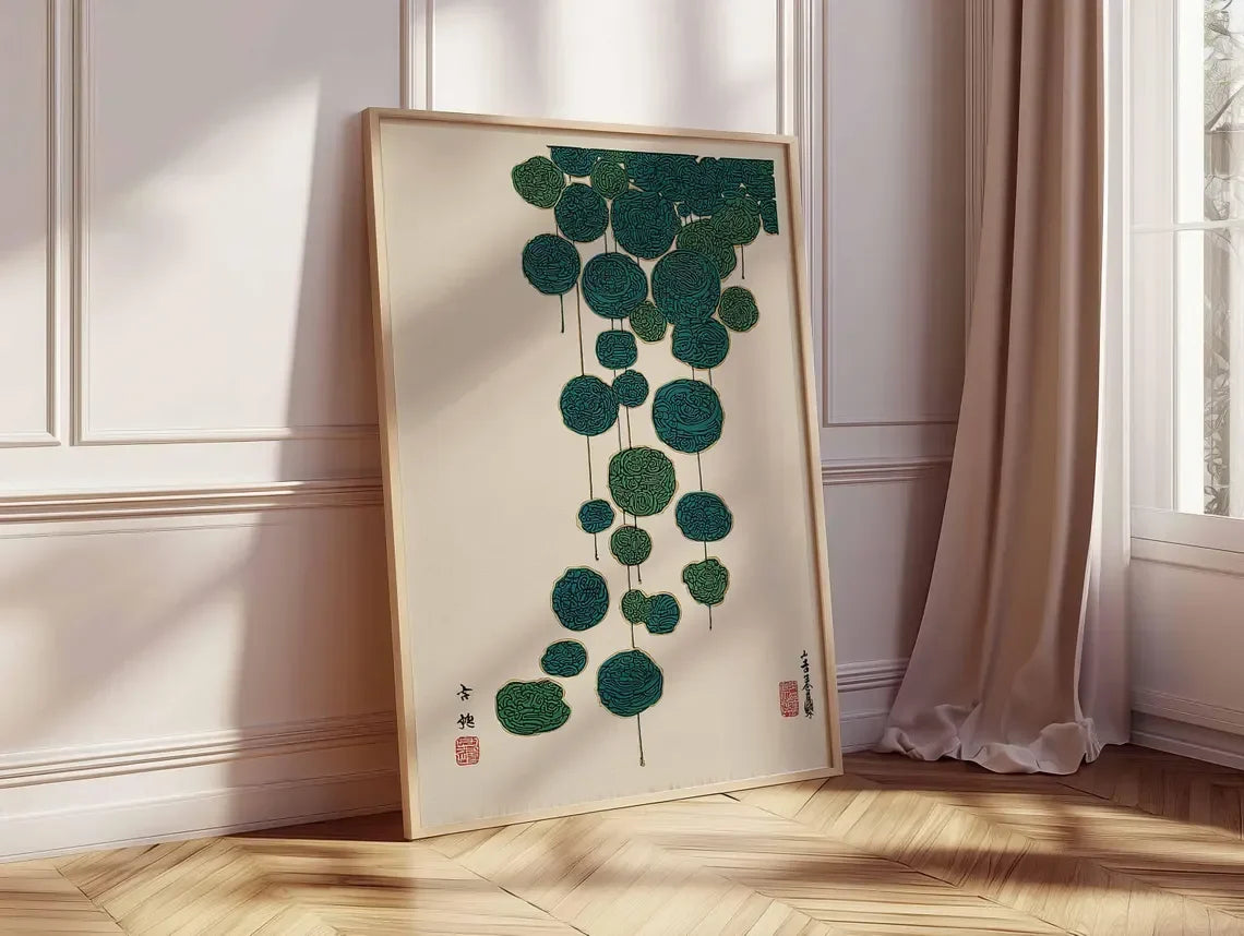 Japanese Lotus Canvas Art Print | Minimalist Zen Wall Décor