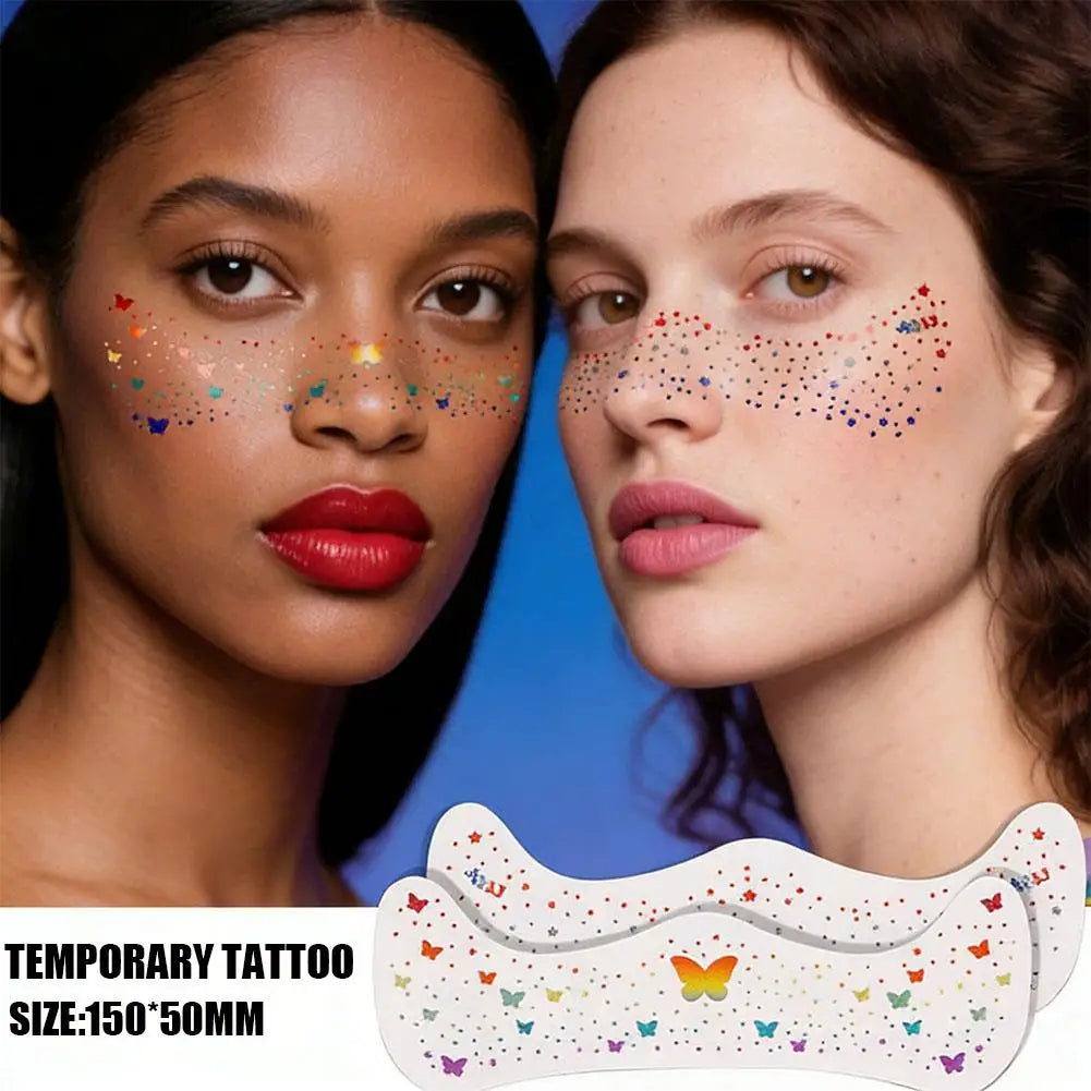 4th of July Glitter Face Tattoos – 2Pcs Patriotic Freckle Stickers
