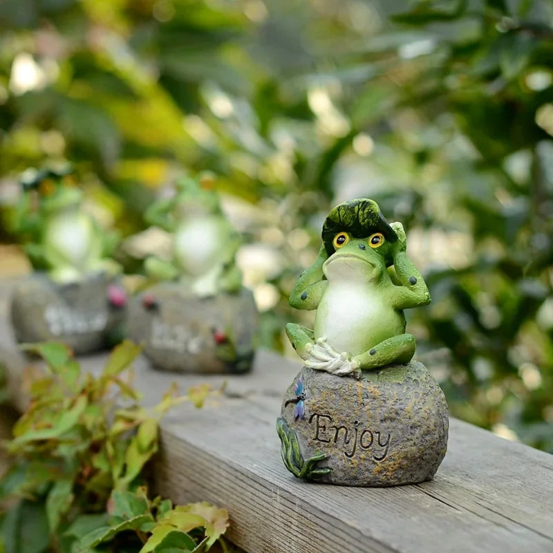 Frog Resin Garden Ornament – Stone Figurine Statue Decor