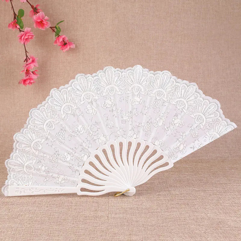Little Flower Rose Folding Fan Ancient Held Dance Fans Party Wedding