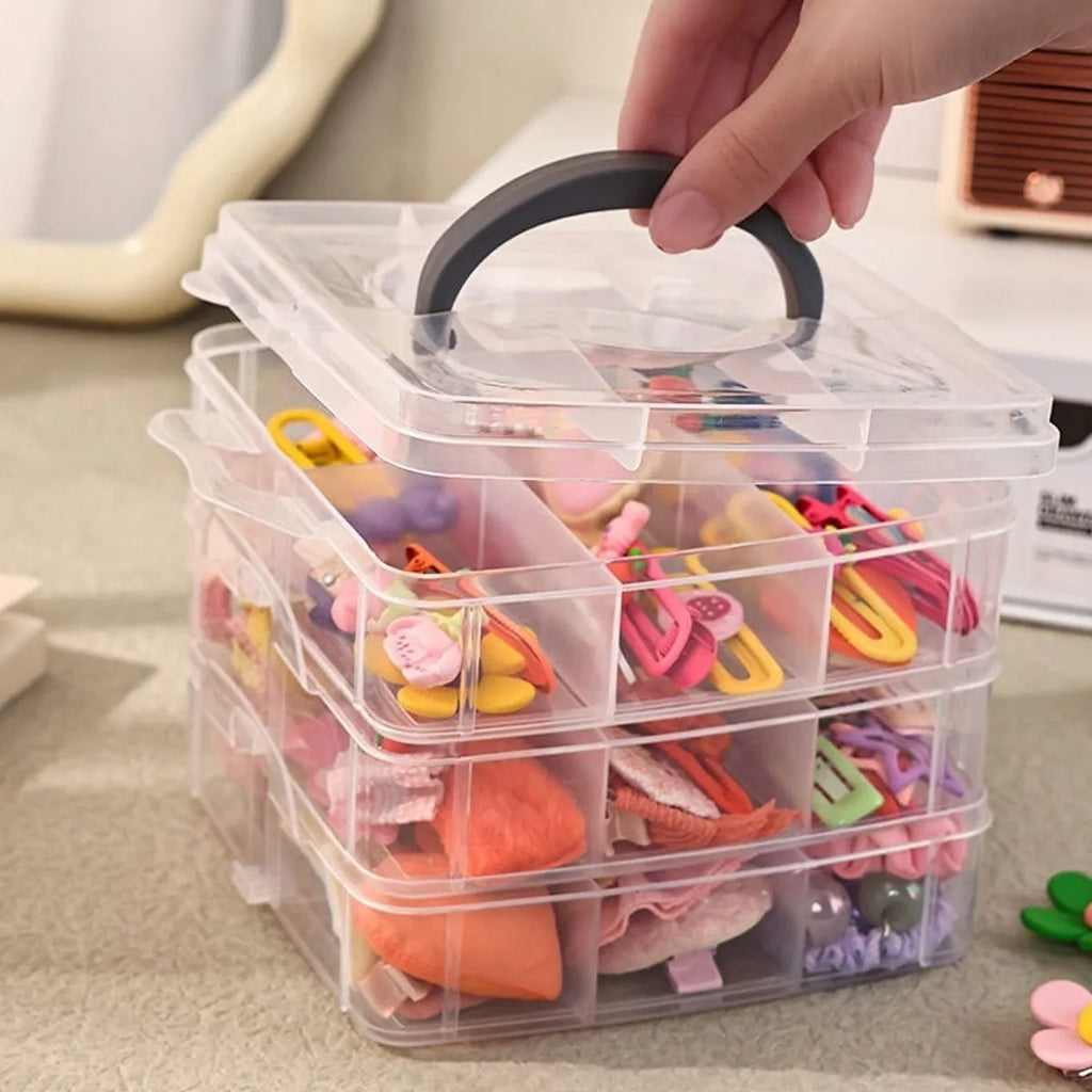 3-Layer Transparent Storage Box 18 Compartments Stackable