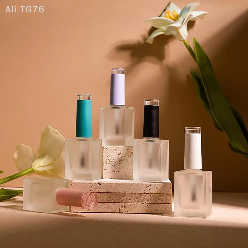 15ml Frosted Glass Nail Polish Bottle with Brush – DIY Nail Art