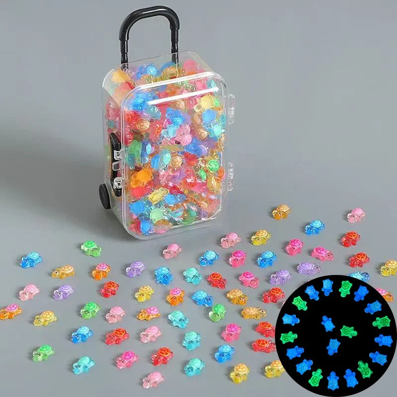 100 Pcs Glow-in-the-Dark Mini Turtle Resin Figurines Fairy Garden