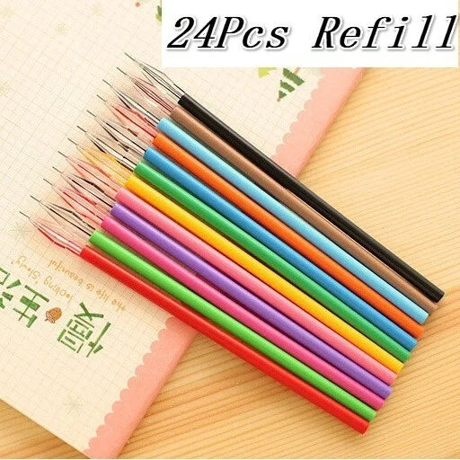 24-Pack Diamond Head Gel Pen Refills – 12 Colors 0.38mm