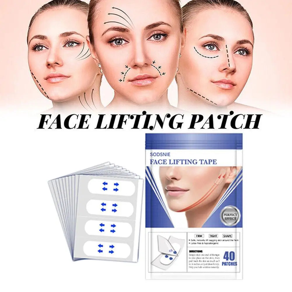 Eelhoe 40-Pack Invisible Face Lift Tape – V-Shape Patches