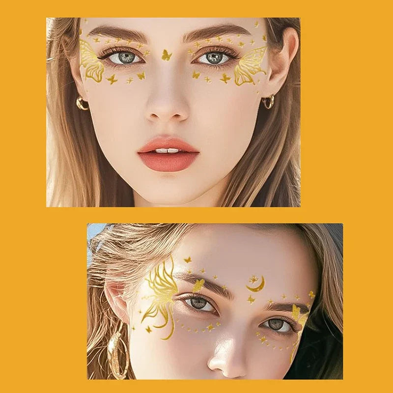 Butterfly Gold Glitter Temporary Tattoo Stickers | Face & Body