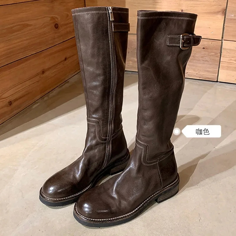 Women's Retro Wedge Ankle Boots – Non-Slip Zip-Up Knight Boot