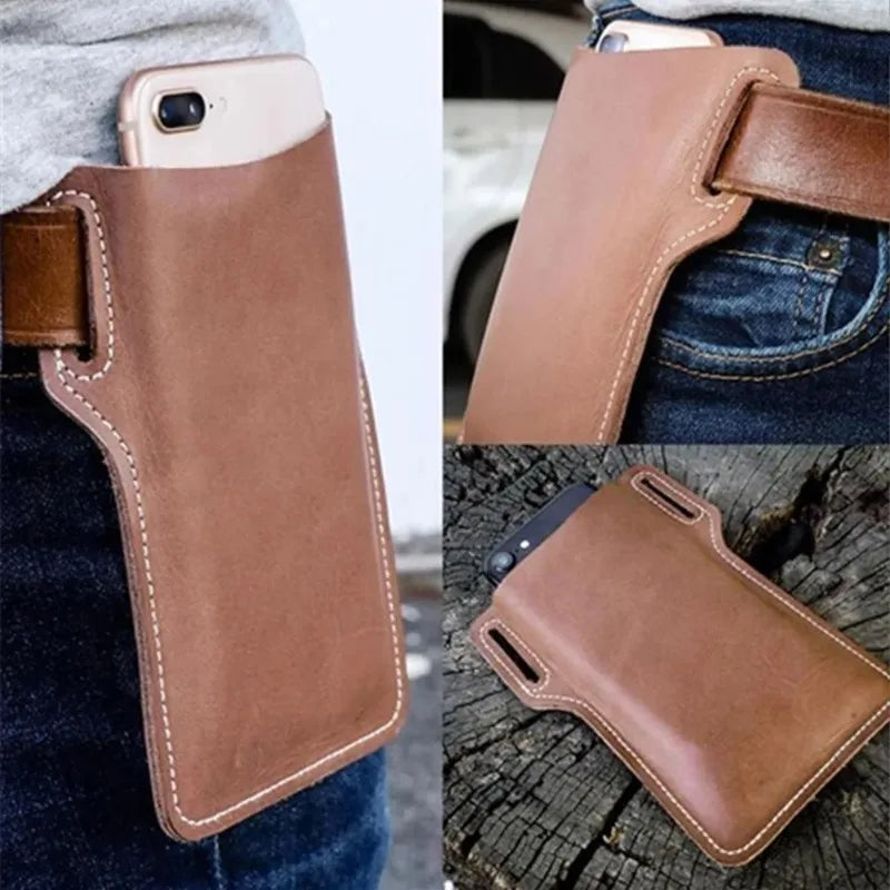PU Leather Phone Belt Bag – Sports Waist Pack for Outdoors