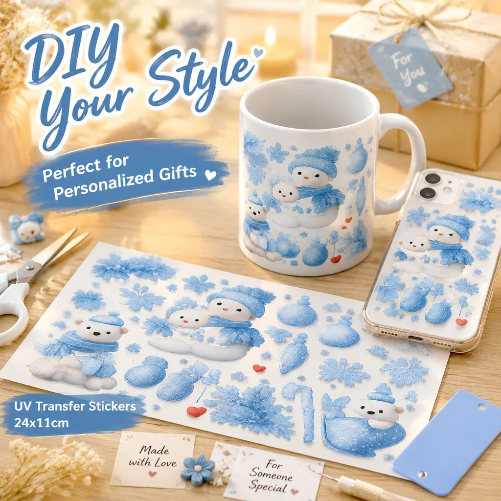 UV DTF Transfer Stickers – Snow Bear Christmas DIY Decals