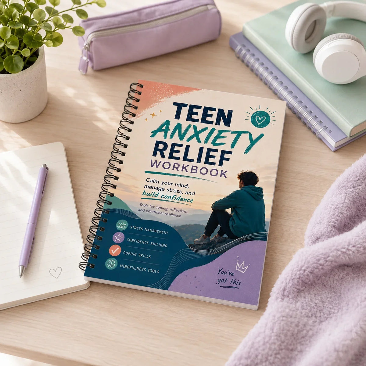 TEEN RELIEF WORKBOOK CBT Guided Journal Teens Stress Self Confidence