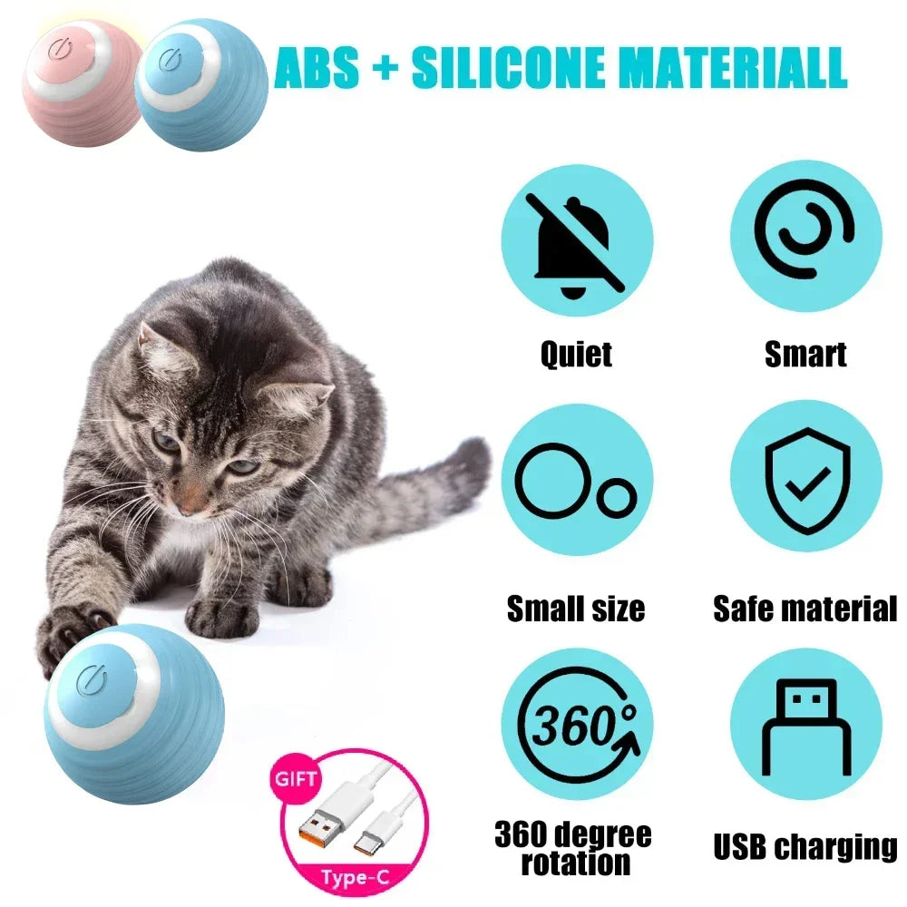 Electric Interactive Cat Ball Toy – Auto 360° Rolling & Spinning