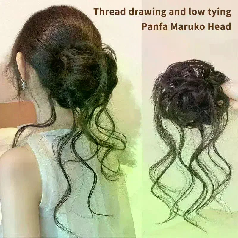 Wispy Dragon Bun Hair Extension – Messy Curly Clip-On Updo