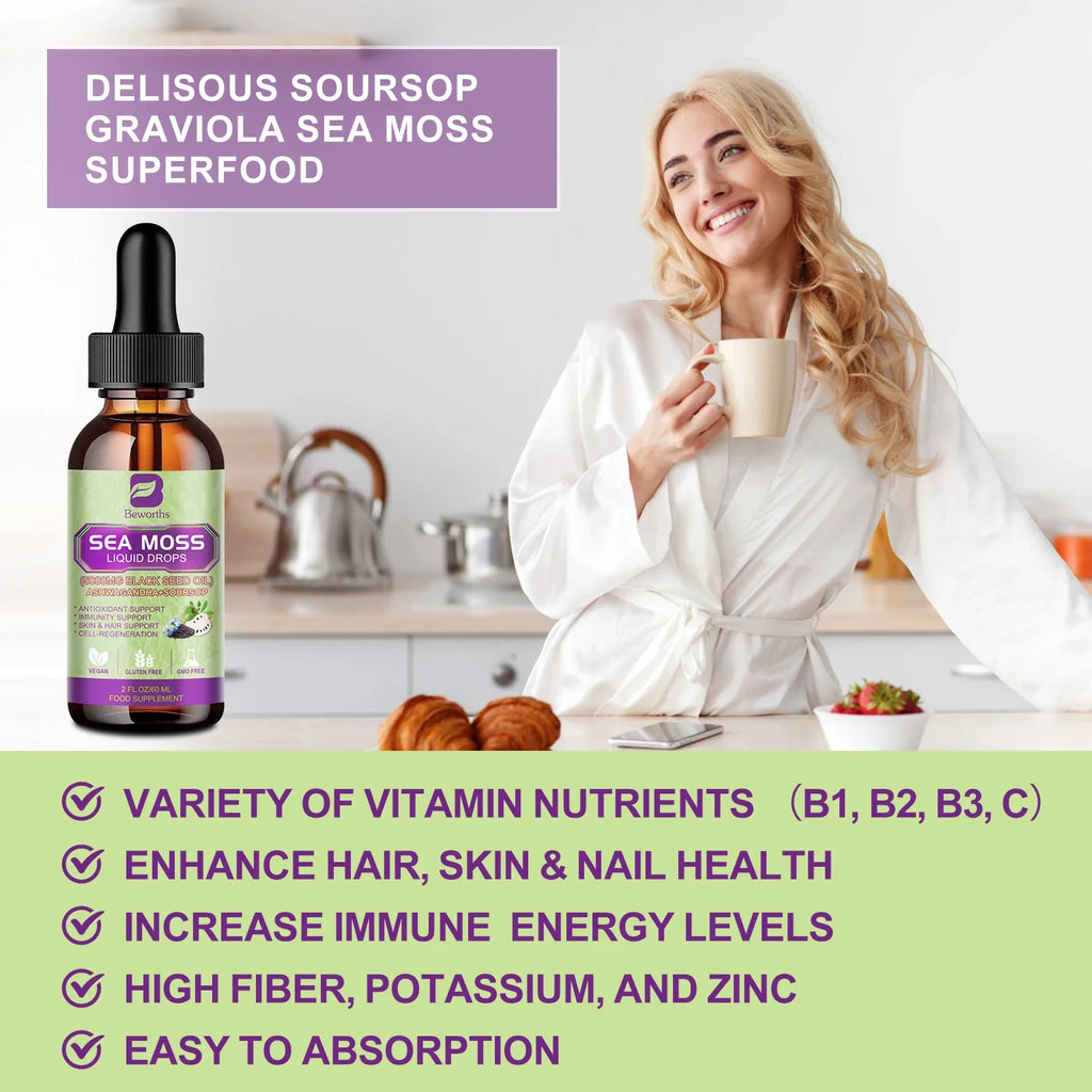 Beworths Sea Moss Drops – Immunity, Gut & Kidney Health 60ml