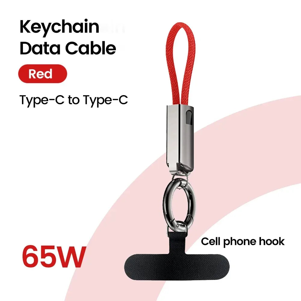PD 65W USB-C to USB-C Keychain Fast Charging Cable 10cm