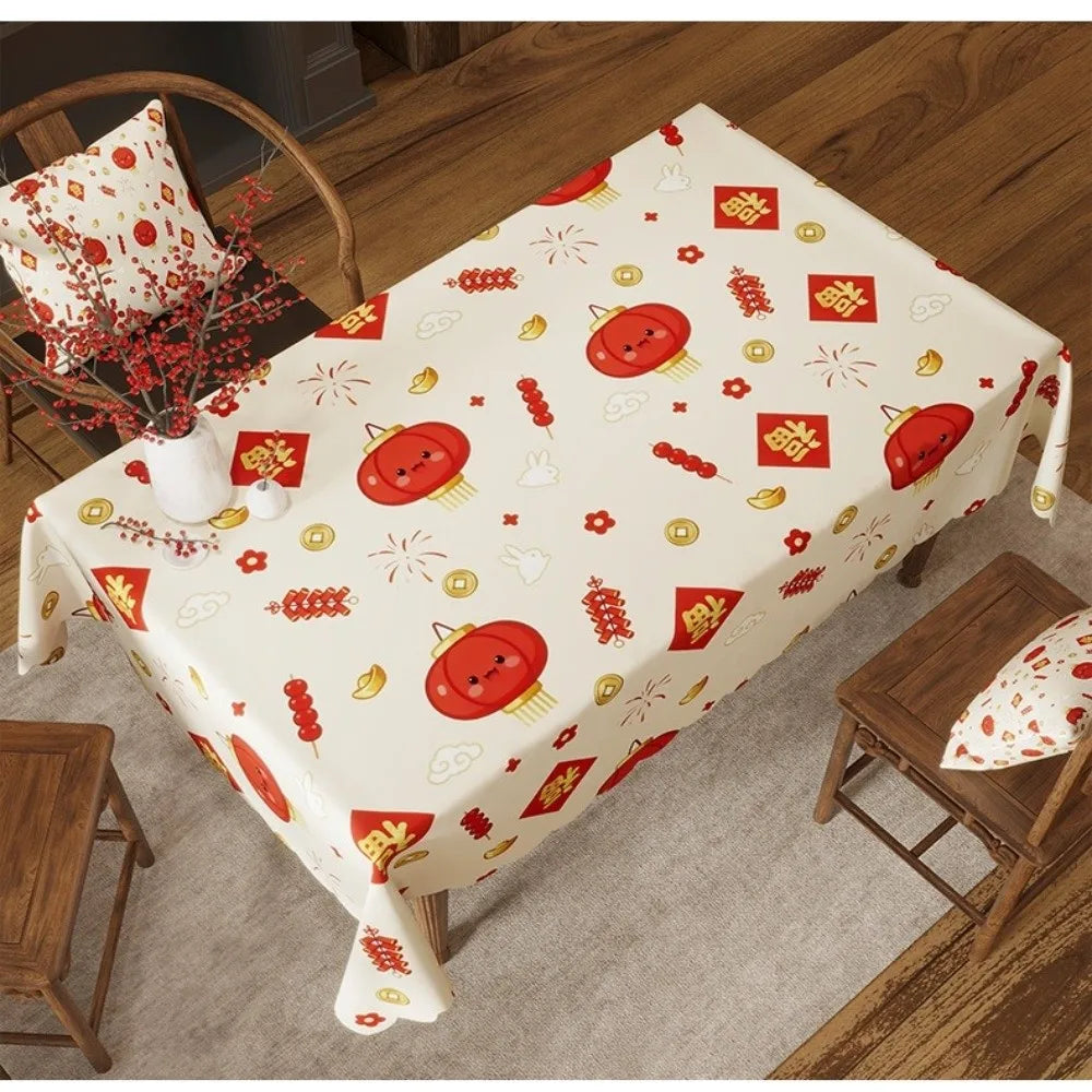 Waterproof Year Tablecloth Stain Resistant Washable Table Cover