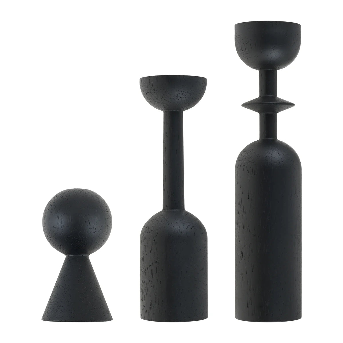 Black Wooden Candlestick Holders Set of 3 | Home Decor