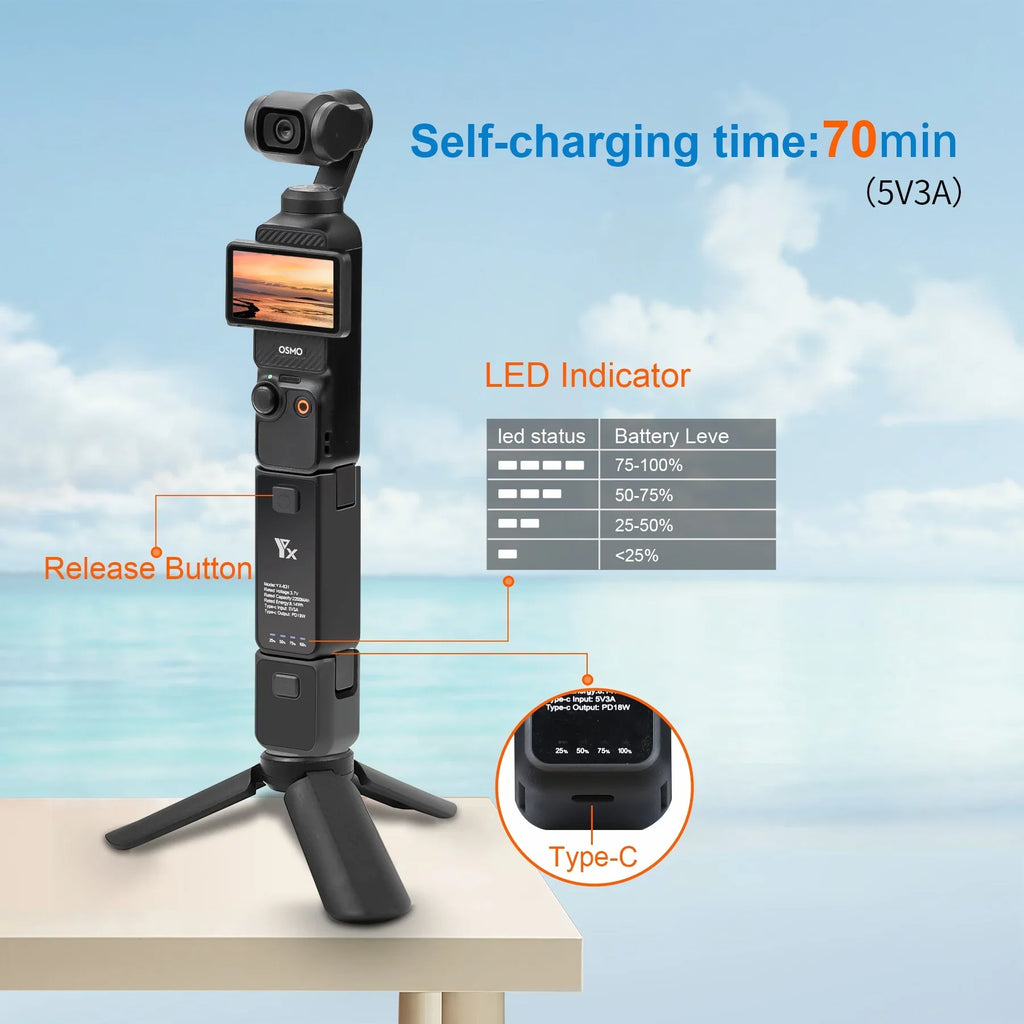 DJI Osmo Pocket 3 Extended Grip Handle & Battery Charger