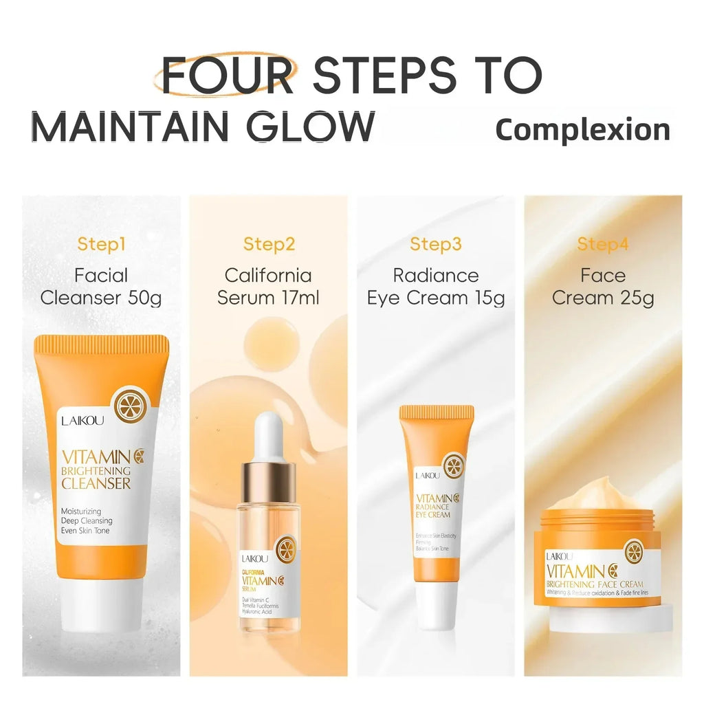 LAIKOU Vitamin C Brightening Skin Care Kit – 4-Piece Set