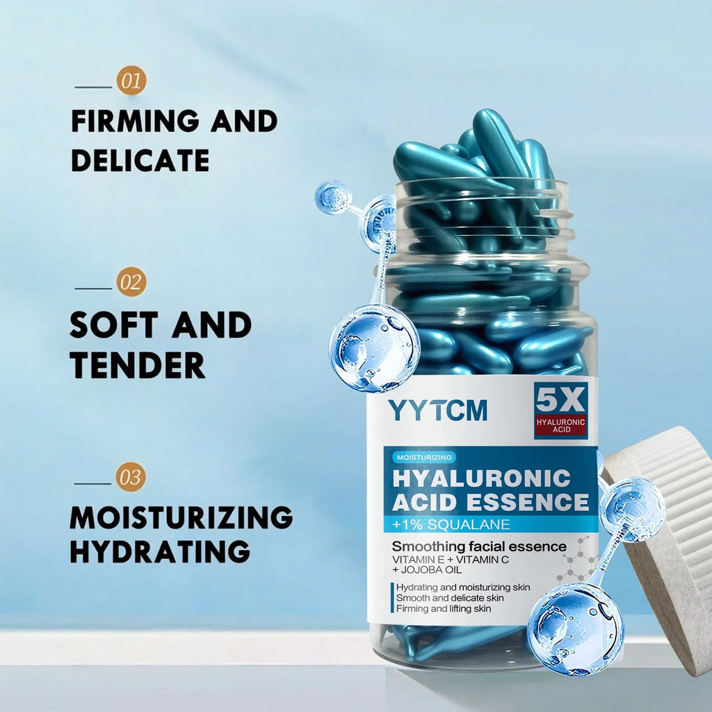 Hyaluronic Acid Capsule Essence – Squalane, Vitamin C & E | 90ct