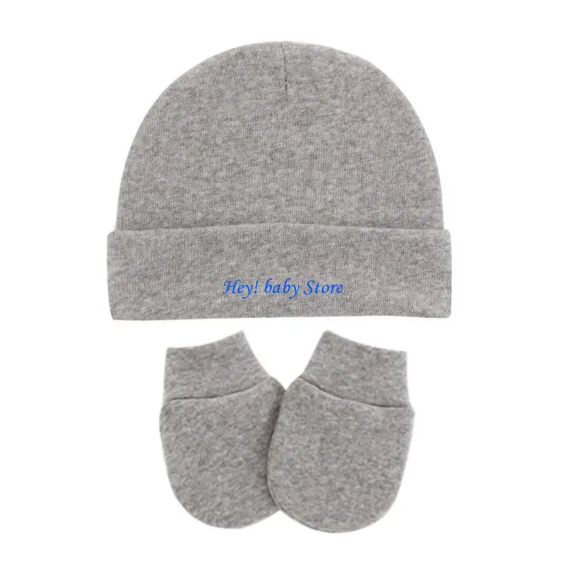 Baby Hat & No-Scratch Mittens Set | Soft Knit Turban Beanie