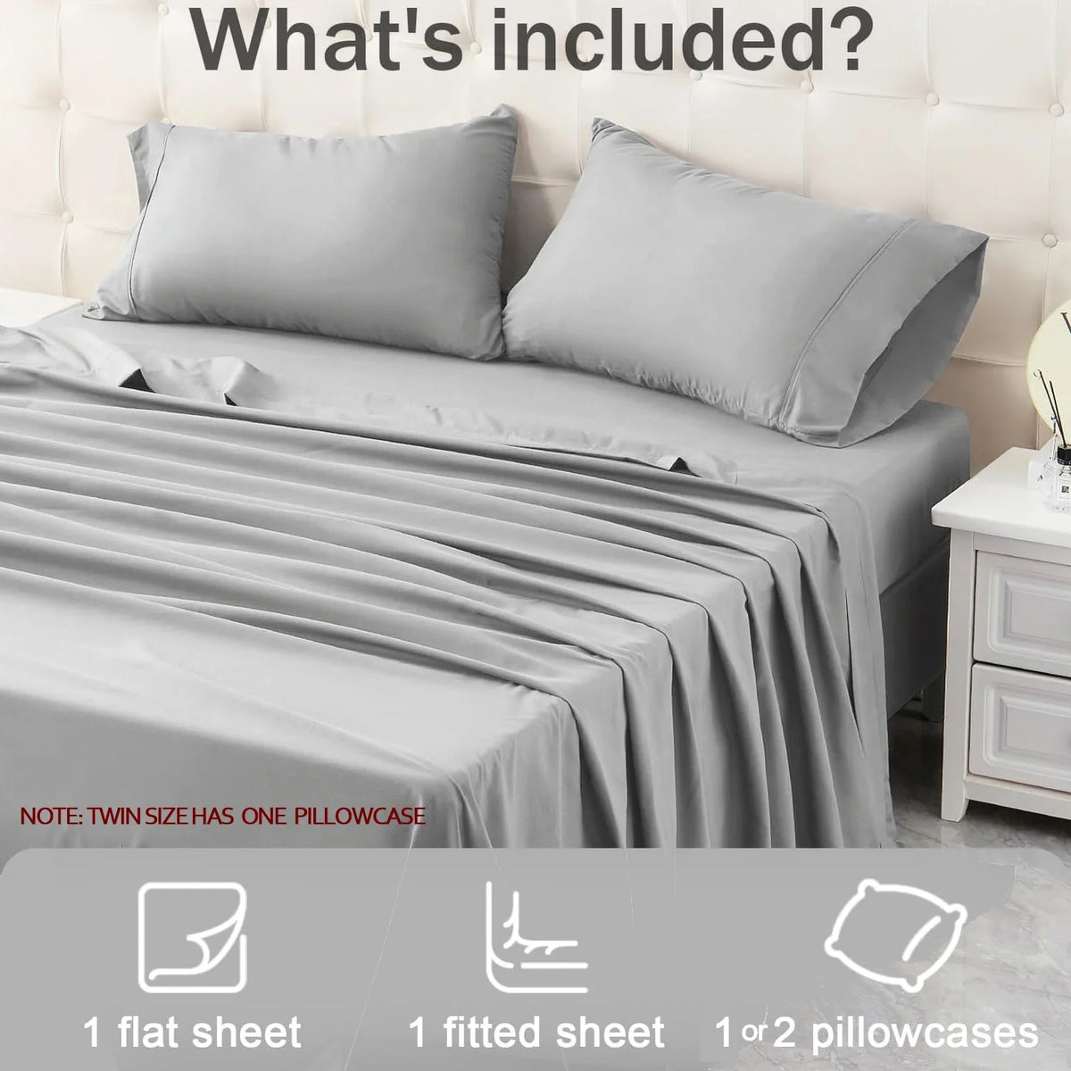 BATTILO 4-Piece Microfiber Bed Sheet Set | Twin to King