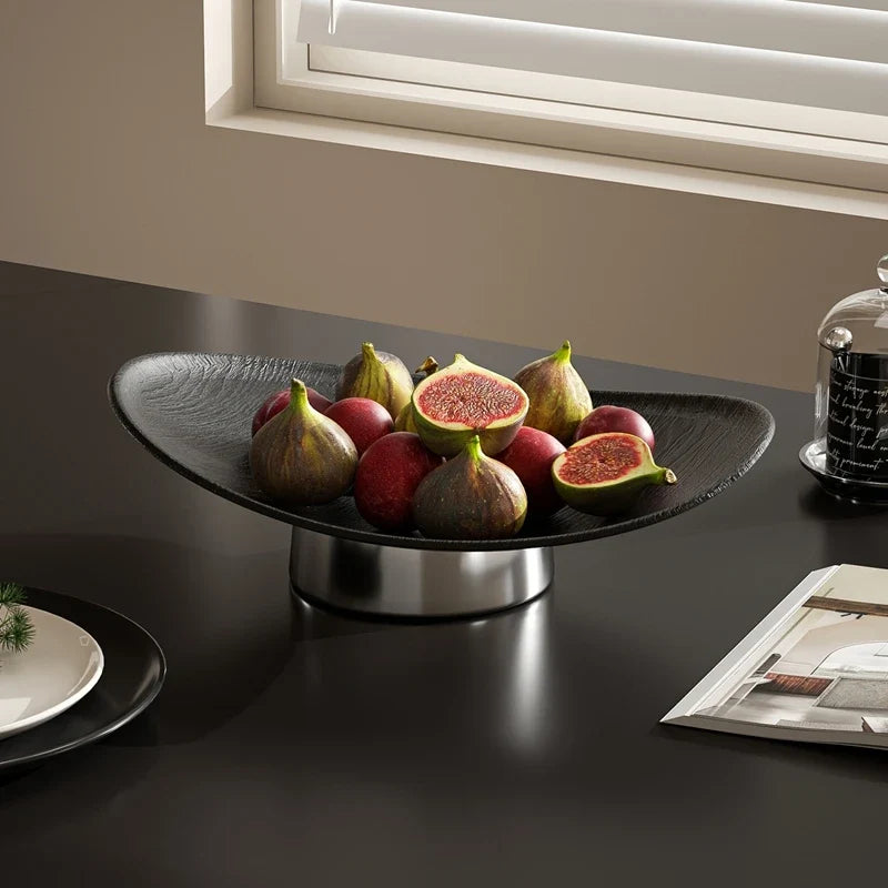 Fruit Bowl Counter Leaf Base Large Open Decorative Serving Plate
