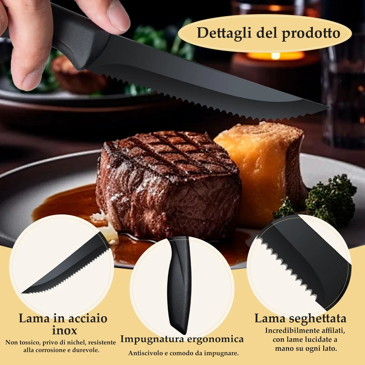 Stainless Steel Steak Knife Set 1–8 Piece | Dishwasher Safe