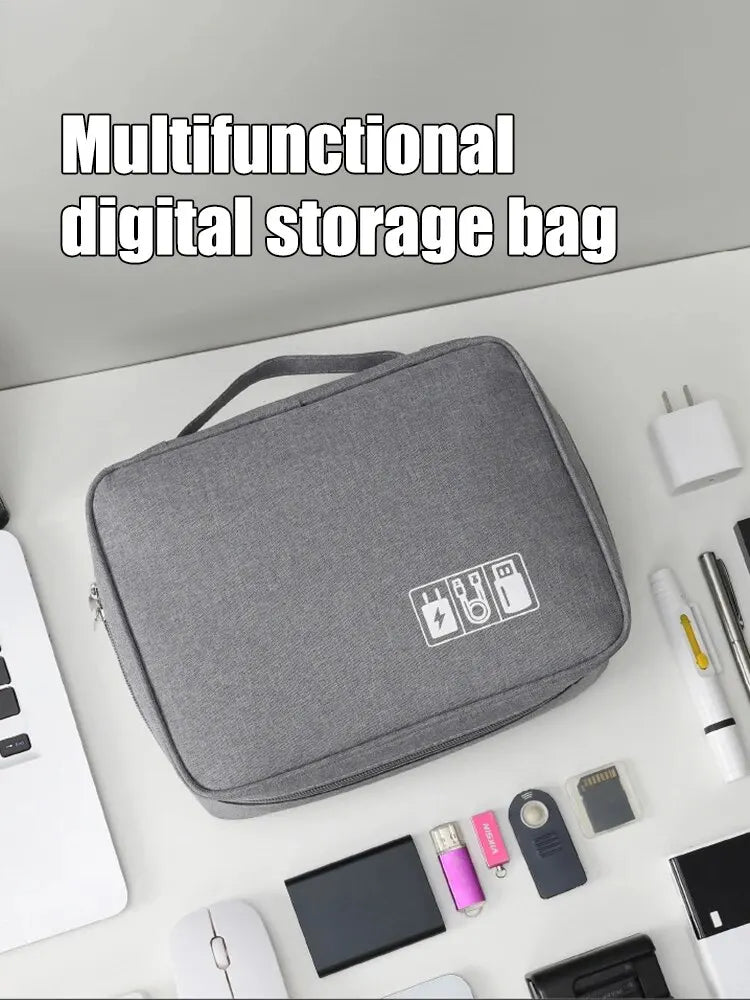 Multifunctional Digital Bag Data Cable Headphones Hard Drive Power