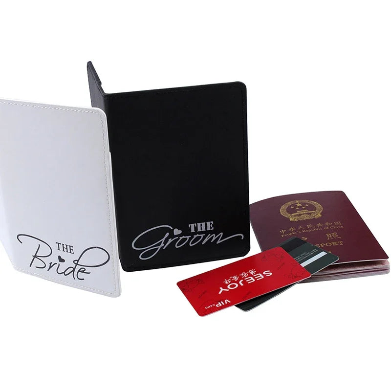 Bride & Groom Luggage Tag Passport Cover Set | Wedding Gift