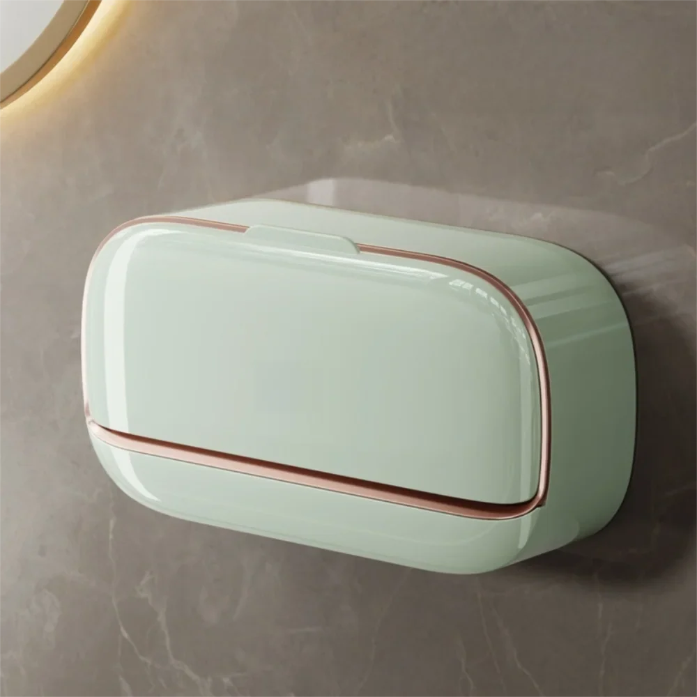 Wall Mounted Soap Dish Drainage Box Waterproof Punch-free Bathroom