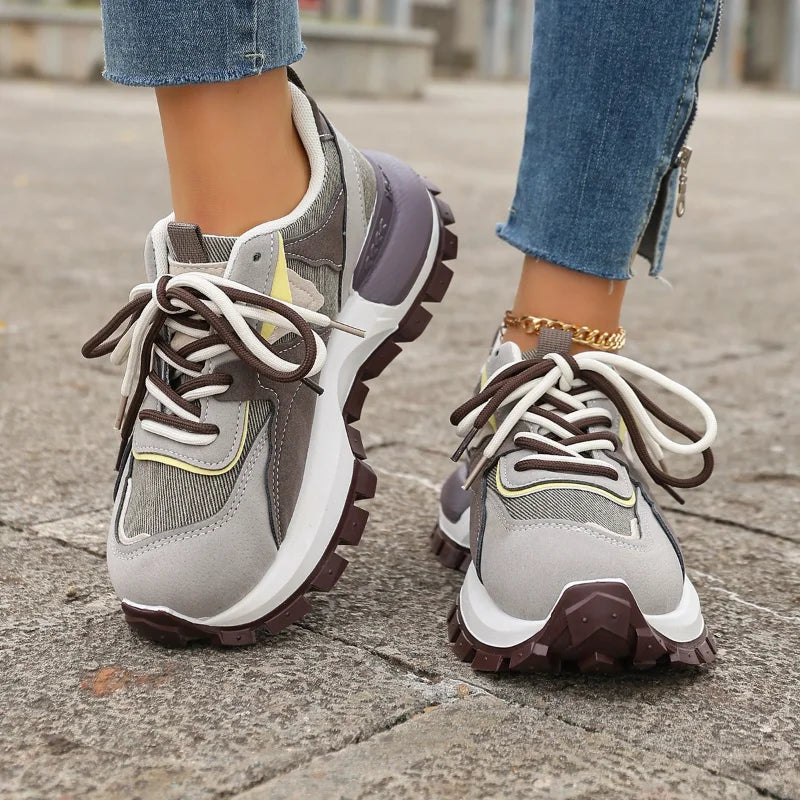 UXST Women's Platform Sneakers – Non-Slip Lace-Up Casual Shoes