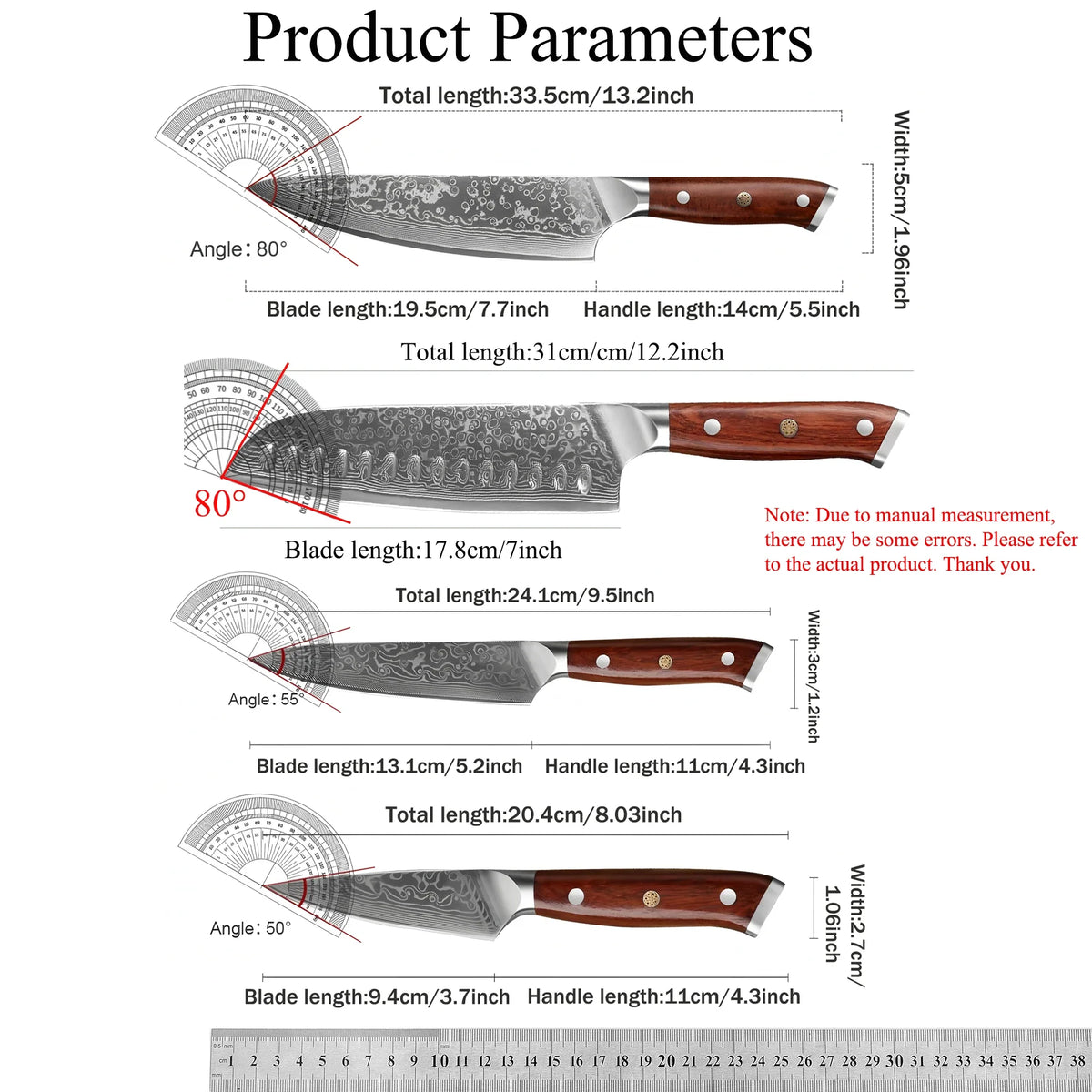 67-Layer Damascus Steel Kitchen Knife Set – 1 to 4 PCS