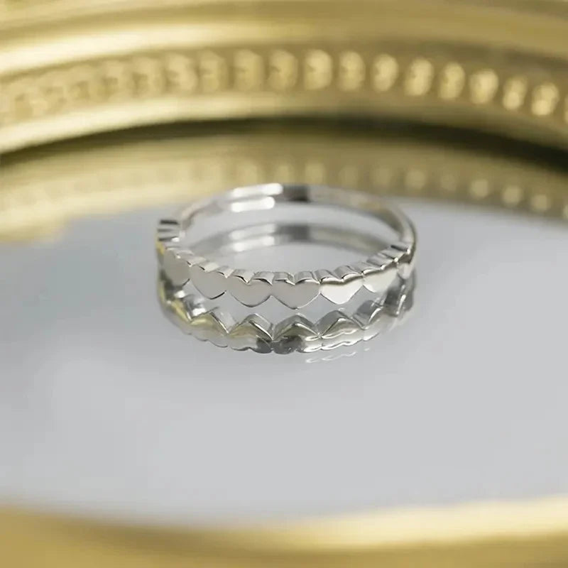 Huitan Heart Ring for Women – Minimalist Brass Band Jewelry