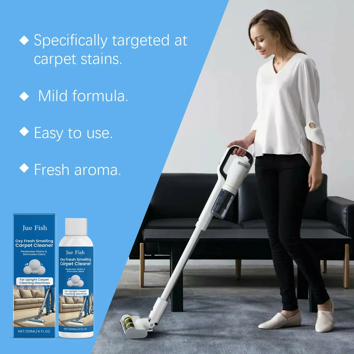 Jue-Fish Carpet Cleaner Liquid | Deep Clean & Stain Remover
