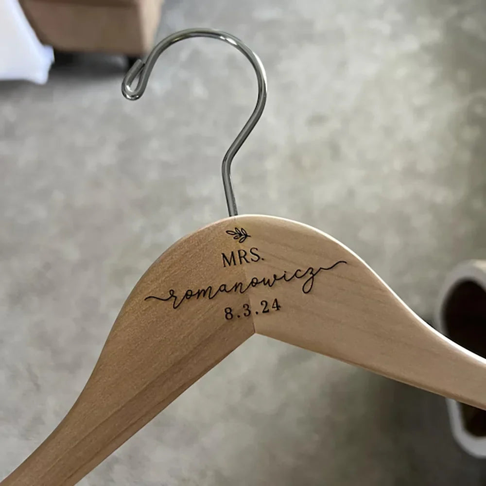 Personalized Mr & Mrs Engraved Wood Hangers – Wedding Gift Set