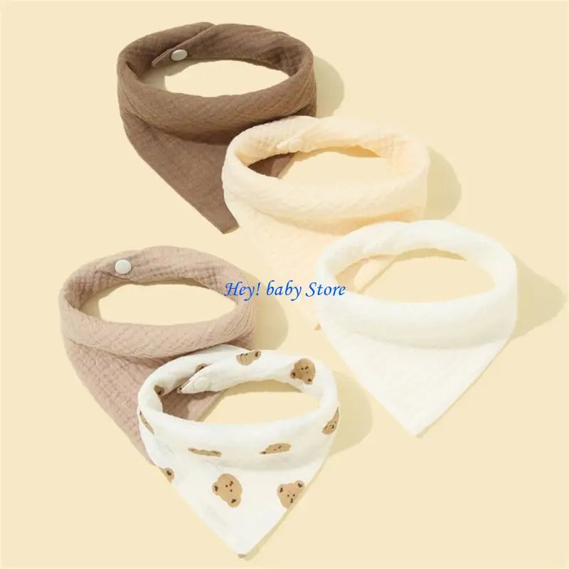 5-Pack Soft Cotton Baby Drool Bibs | Teething Burp Cloths