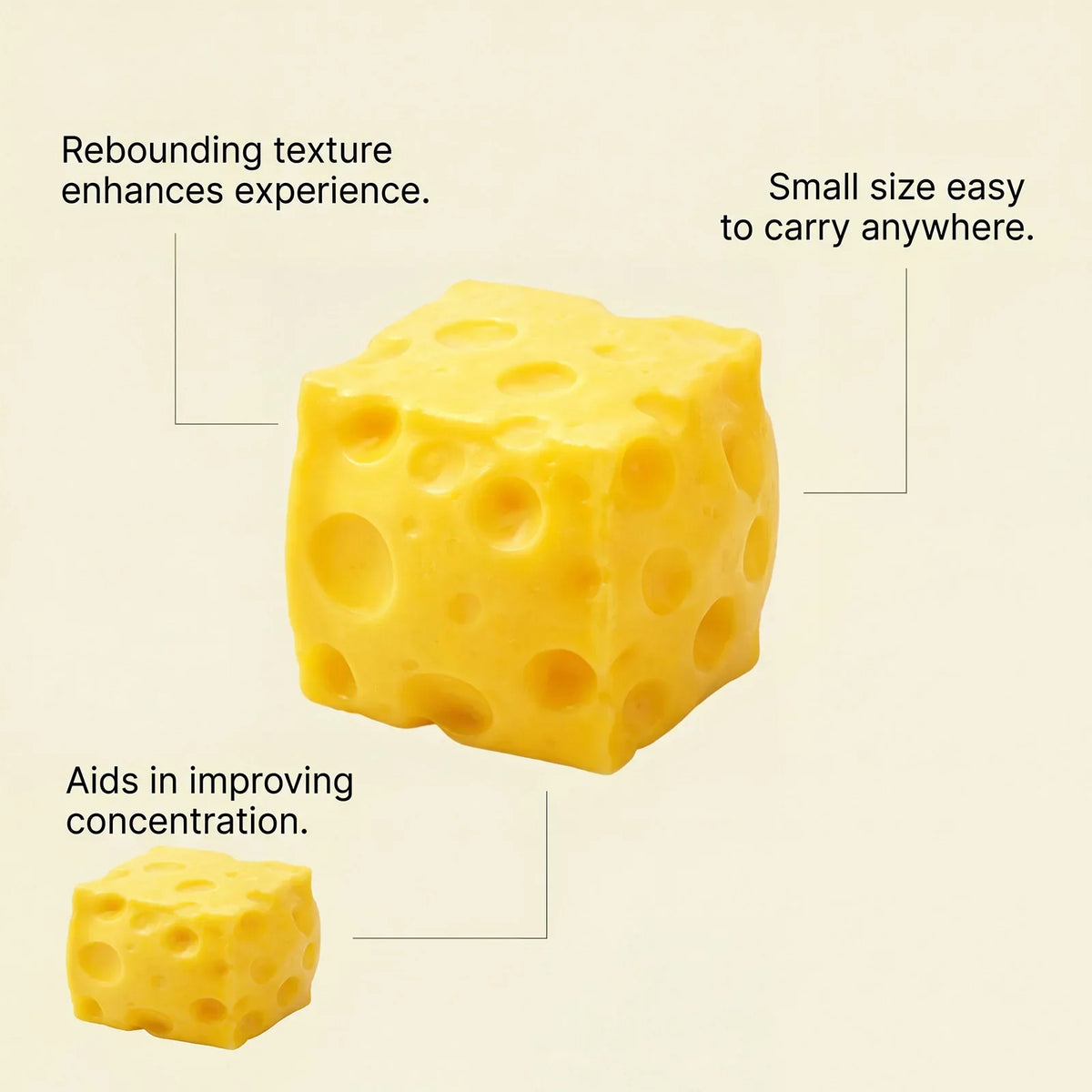 Squishy Cheese Stress Ball – Sensory Squeeze Toy Kids & Adults