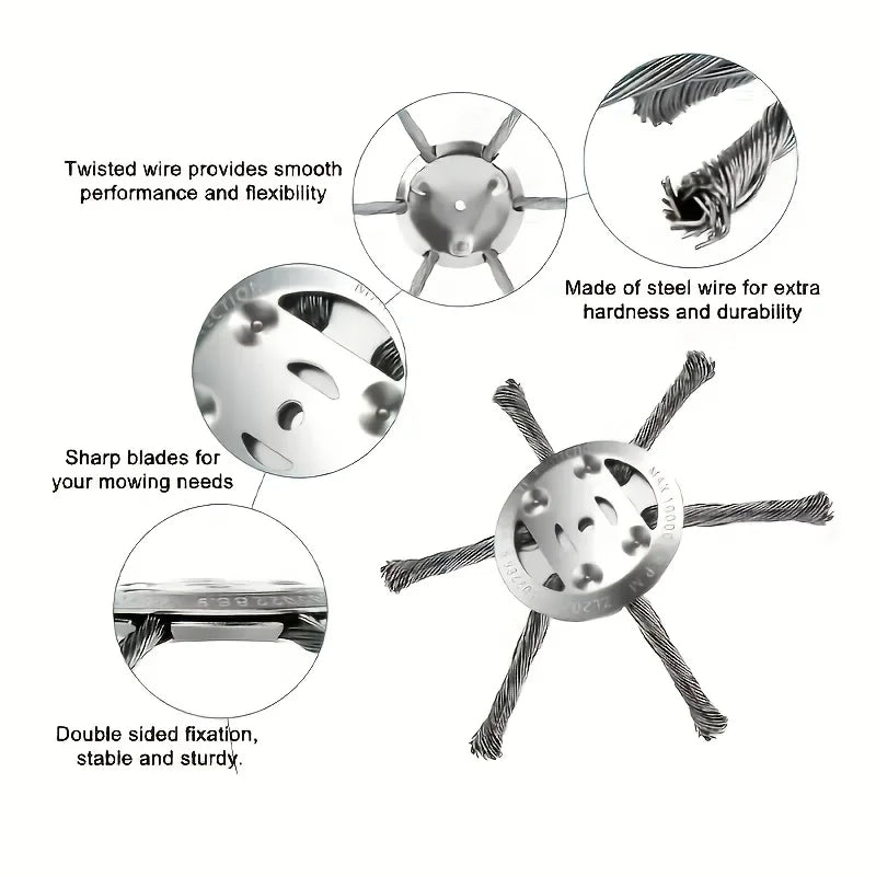 Steel Wire Wheel Head Grass Trimmer Universal Weeding Brush Courtyard